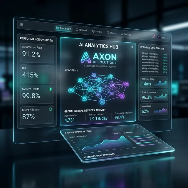 Dashboard ejecutivo de agencia de inteligencia artificial para monitoreo B2B y automatización de negocios