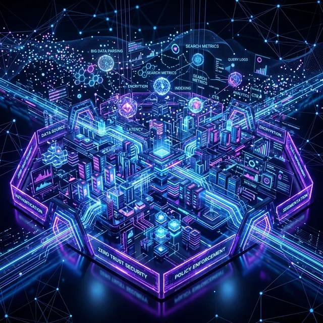 Servidores de big data abstractos representando la arquitectura de rastreo para bots de Google y optimización Core Web Vitals en SEO