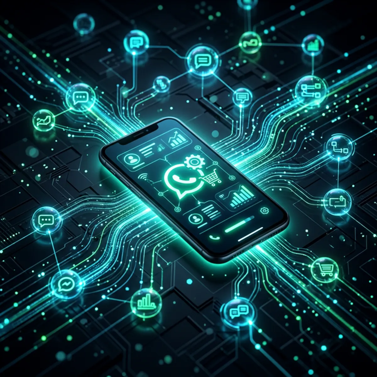 high-tech representation of automating sales through WhatsApp B2B