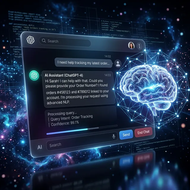 Interfaz de chatbot con inteligencia natural de Open AI conversando y precalificando leads para B2B empresarial