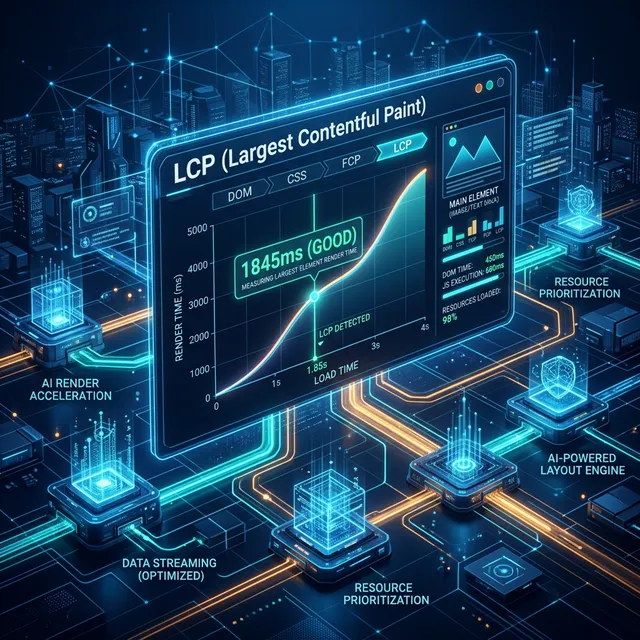 Termómetro digital mostrando 2.5 Segundos al máximo con gráficos futuristas B2B de inteligencia artificial evaluando renderizado rápido en color naranjo corporativo